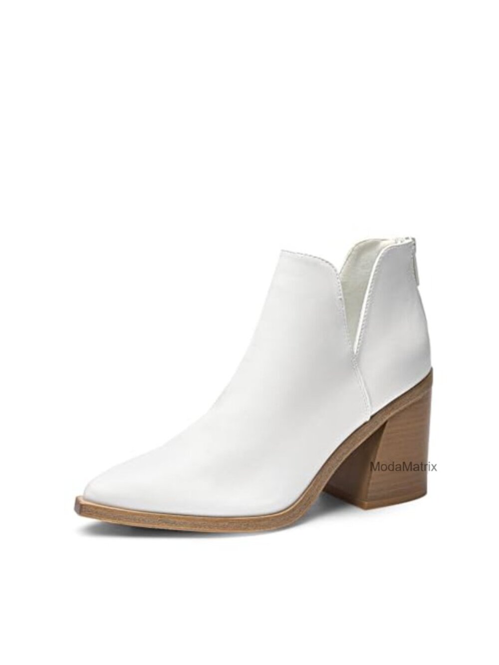 Women's Ankle Boots Chunky Block Heel Pointed Toe Faux Leather Booties